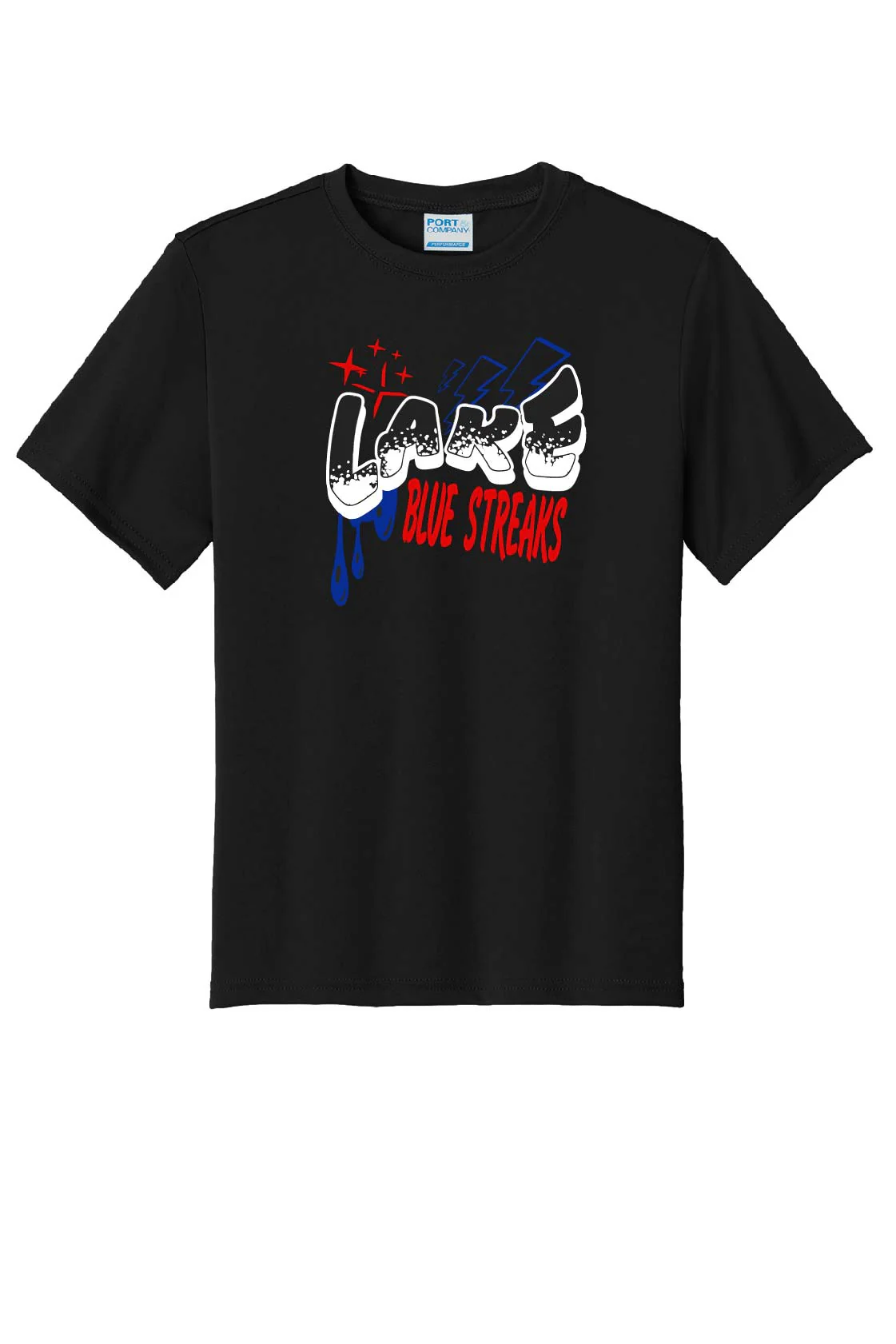 Drip Black DRI FIT - Lake Blue Streaks Adult (Unisex) T-Shirt