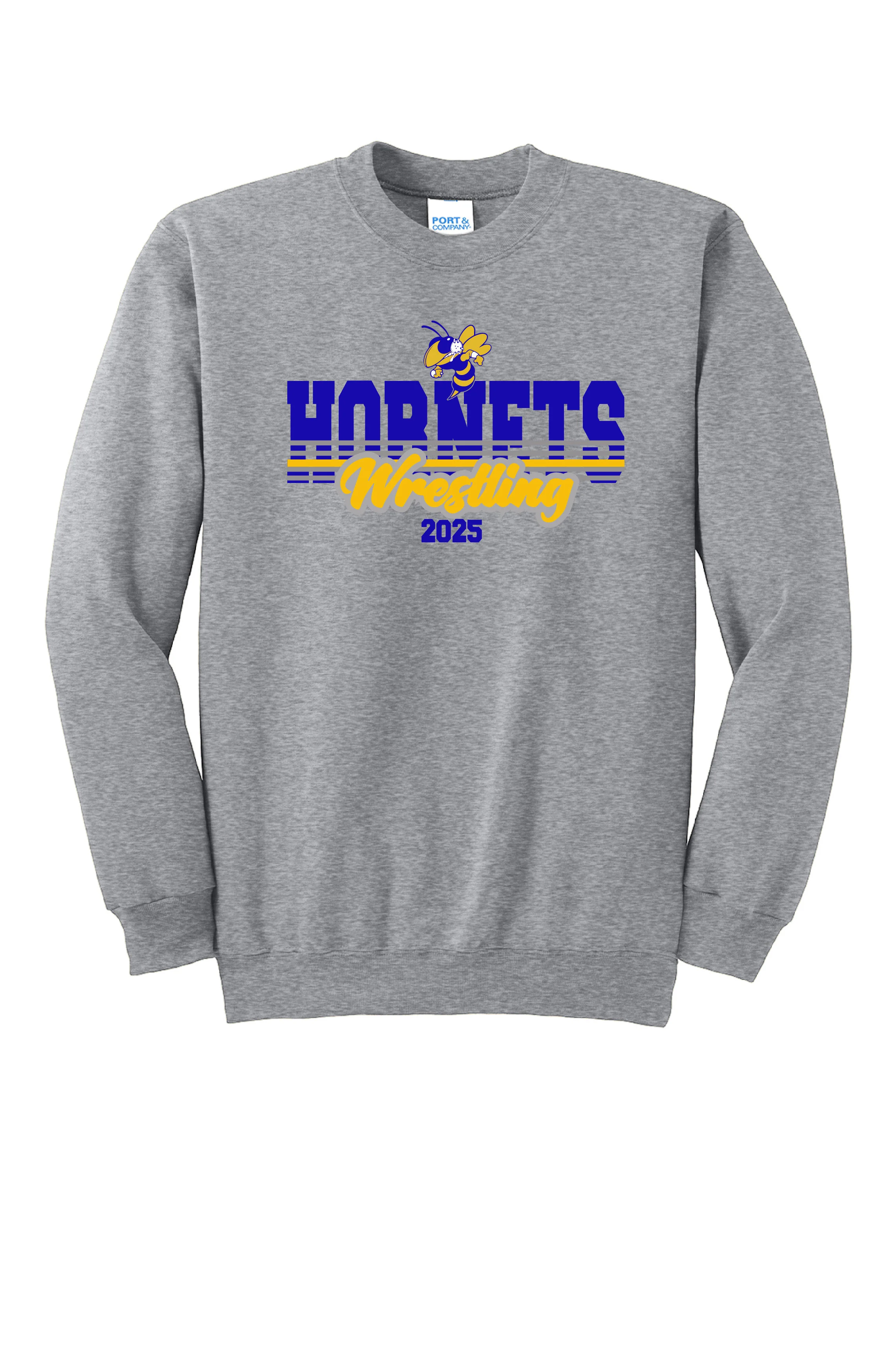 Hornets Wrestling Adult Crewneck Sweatshirt - Grey