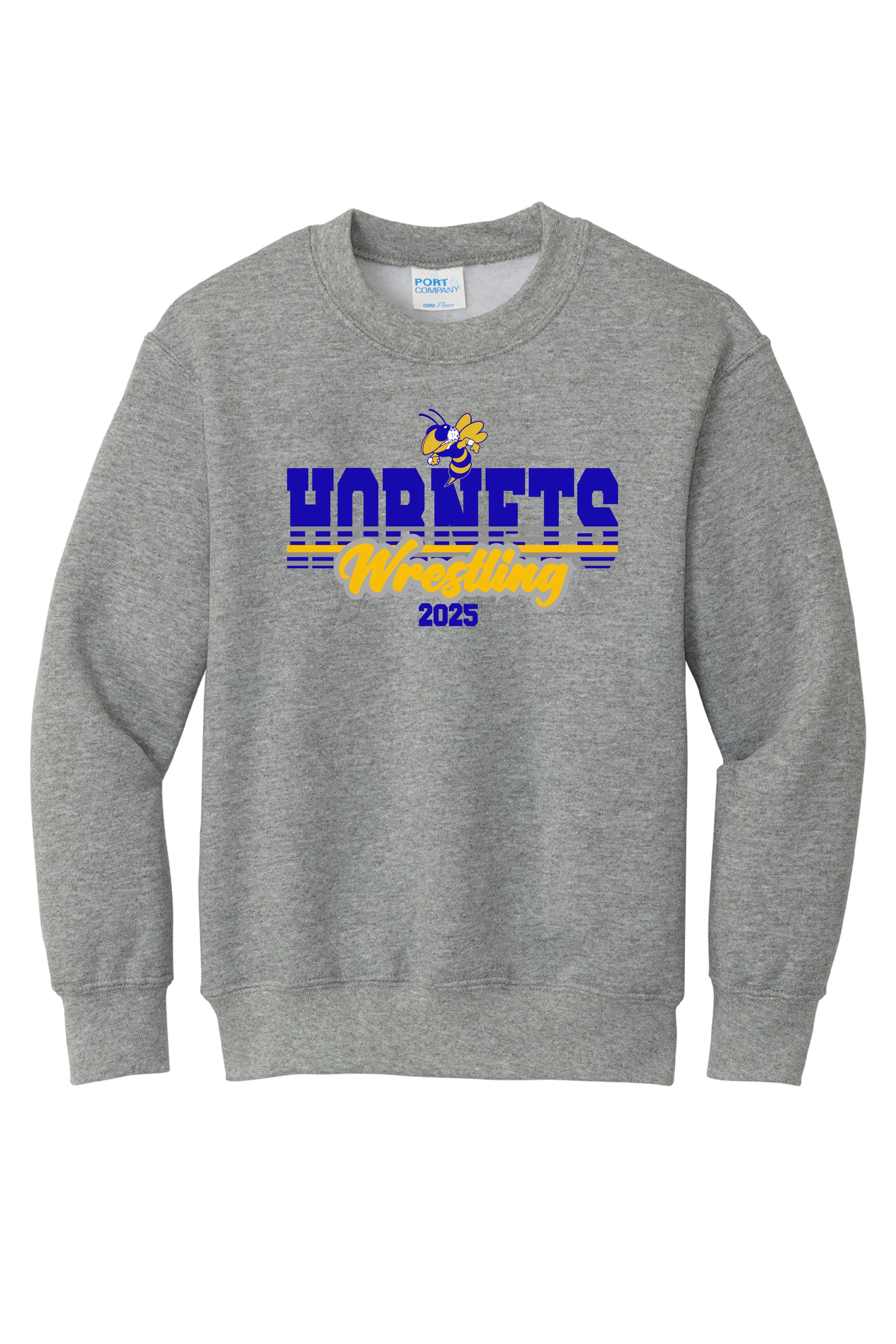 Hornets Wrestling Youth Crewneck Sweatshirt - Grey