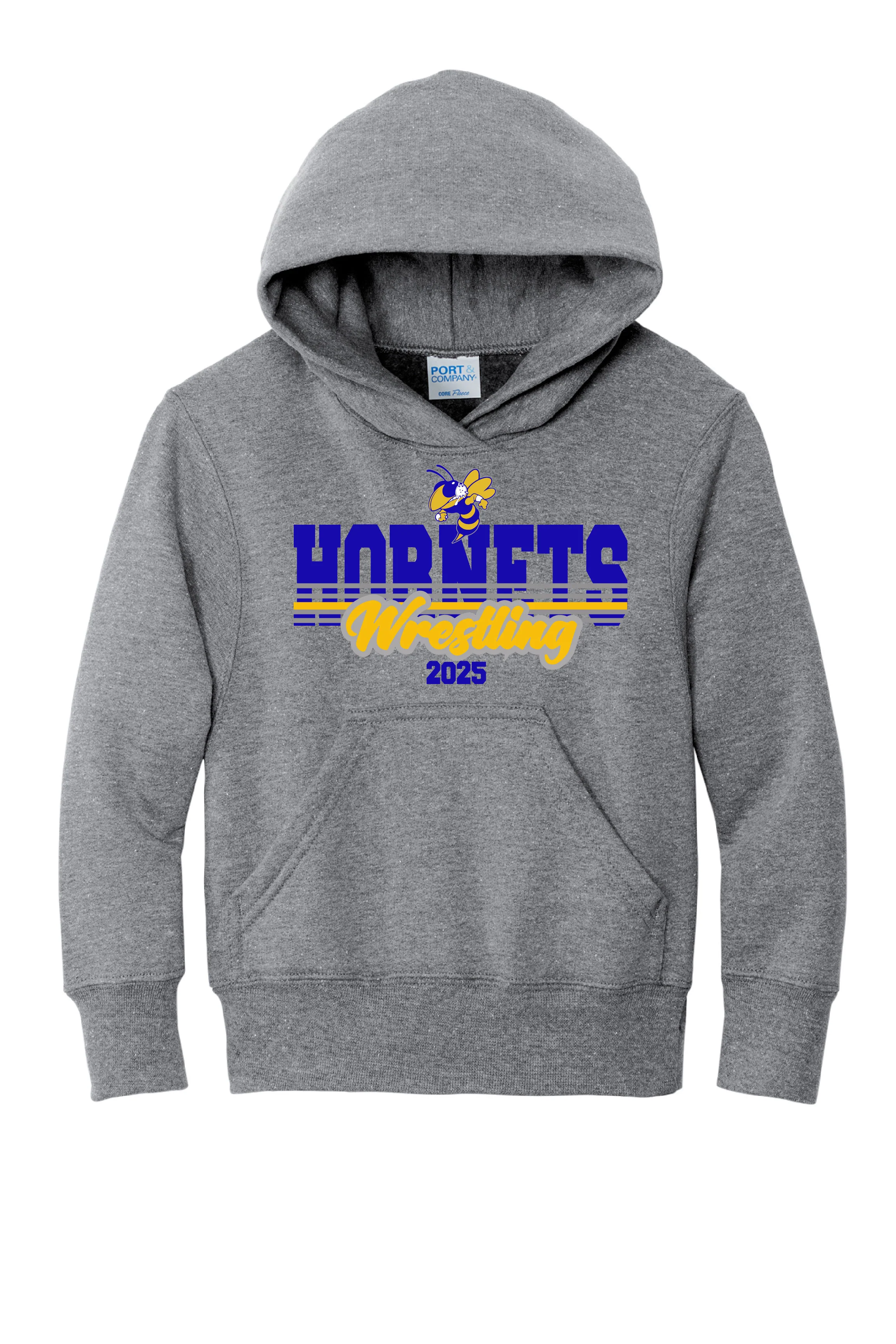 Hornets Wrestling Youth Hoodie - Grey