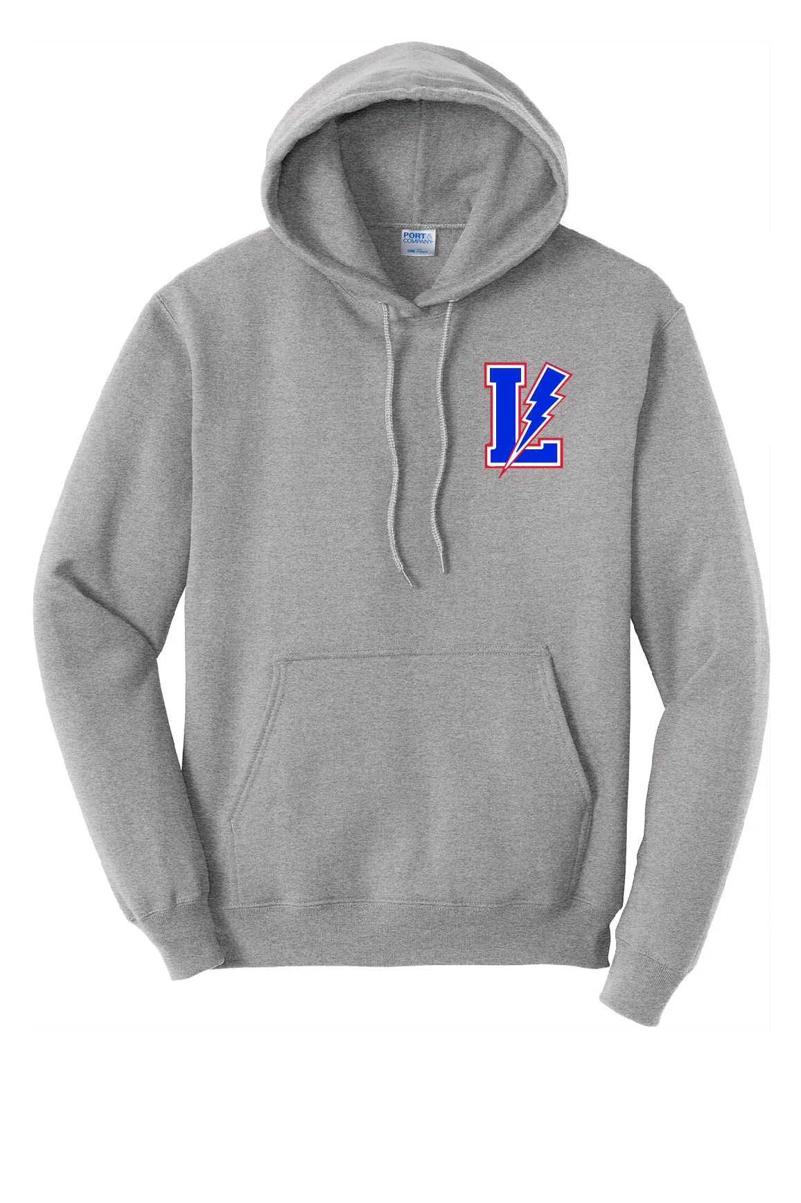 Heathered Grey - Lake Blue Streaks Adult (Unisex) Hooded Sweatshirt - Image 2