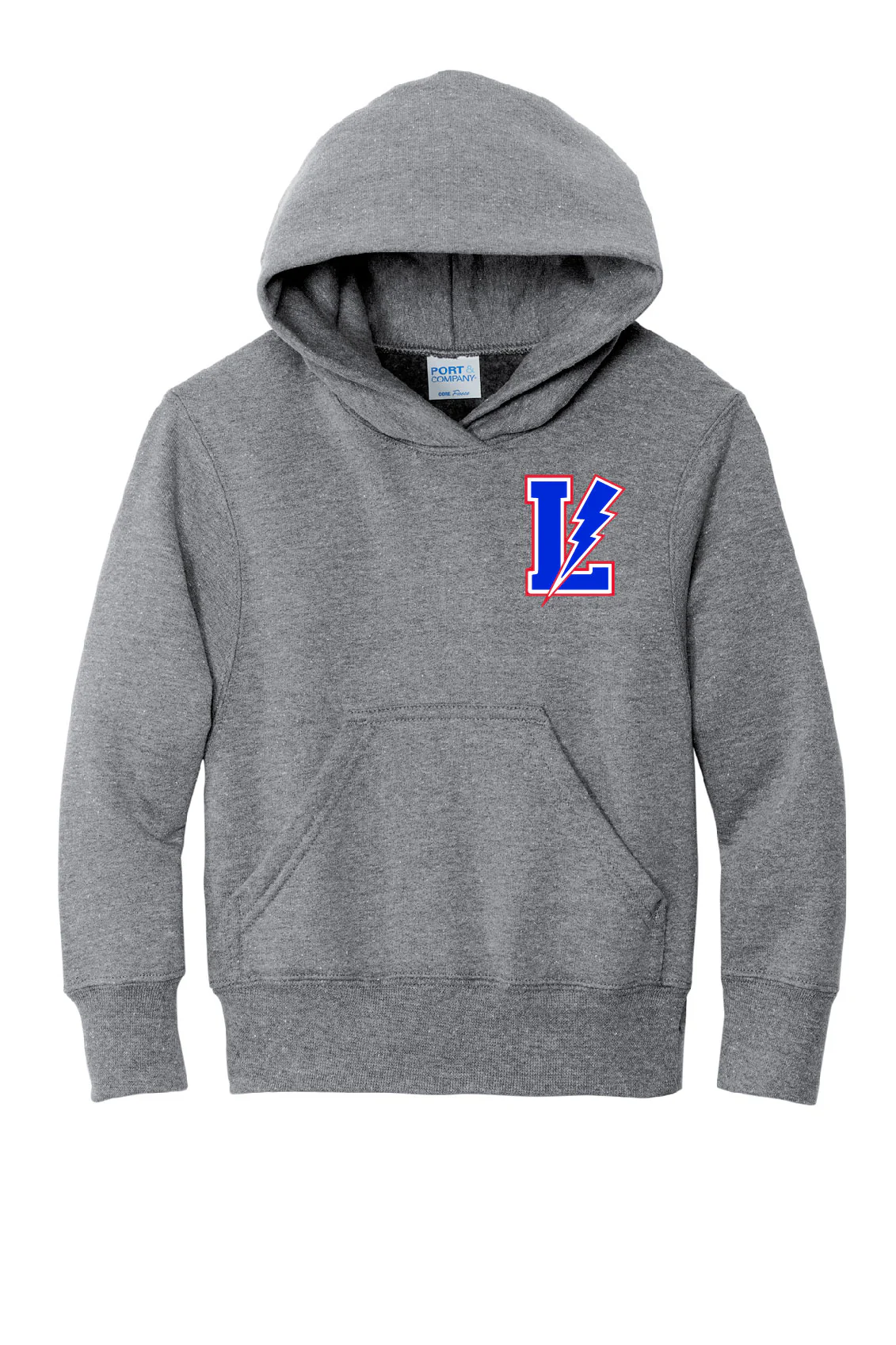 Heathered Grey - Lake Blue Streaks Youth Hooded Sweatshirt - Image 2
