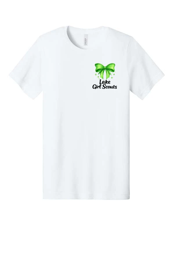 *NEW* Lake Girl Scouts Short Sleeve Tri Blend Bella Brand Bow T-Shirt - White - Image 2